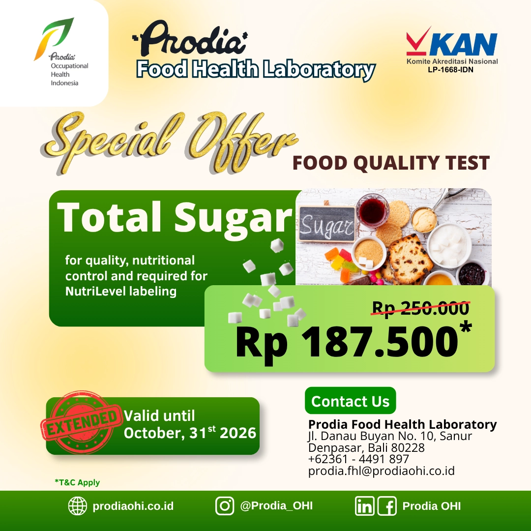 Promo FHL Uji Total Gula Rp 187.500 per sampel