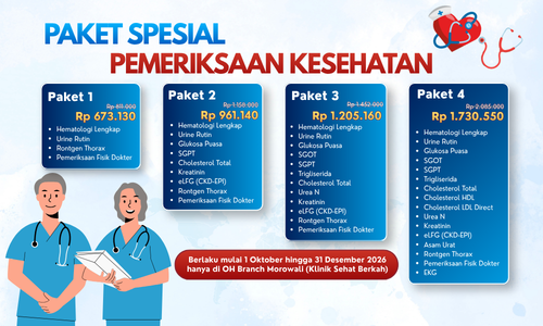 Cek Kesehatan Lengkap mulai dari 600 ribuan di Klinik Sehat Berkah (Prodia OH Branch Morowali)